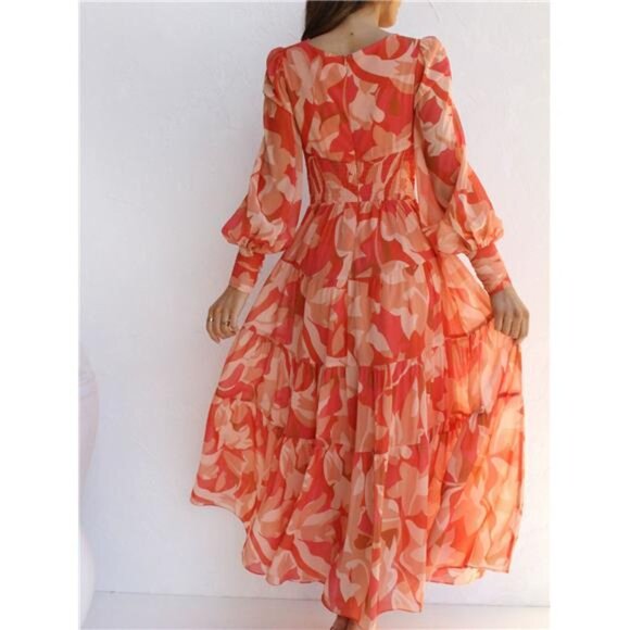 Floral Print Lantern Sleeve Maxi Dress - Picture 2 of 5